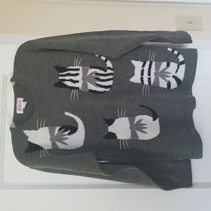Orvis Gray Crewneck Cat Sweater M
